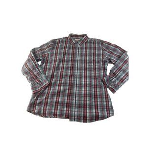 Weatherproof Vintage Mens XL Plaid Shirt Red Blue Flannel Long Sleeve Casual